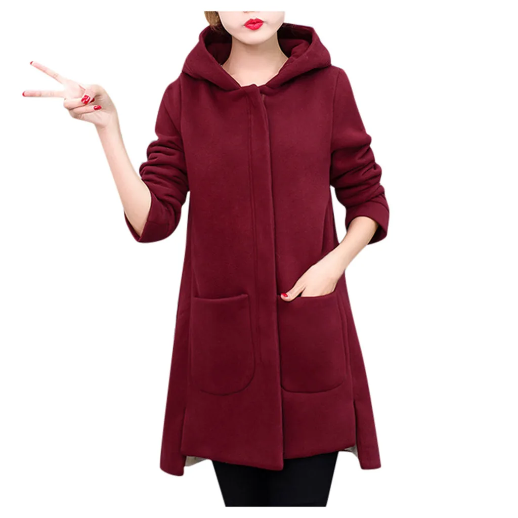 Лацкан Кашемир Шерсть Тренч длинное пальто зимнее пальто женское элегантное с капюшоном уличная фиолетовая верхняя одежда оверсайз cappotto donna