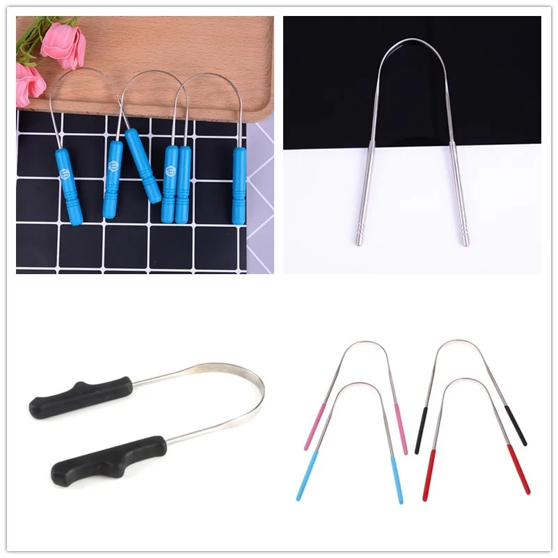 1PCS Stainless Steel Tongue Scraper Cleaner Fresh Breath Cleaning Coated Tongue Toothbrush Dental Oral Hygiene Care Tools