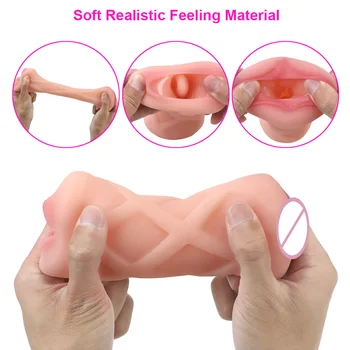15cm Pump Penis Enlargement Sex Toys For Men Adult Male Masturbator Machine Realistic Vagina Mouth Real Pussy 2 In 1 Erotic Shop 3
