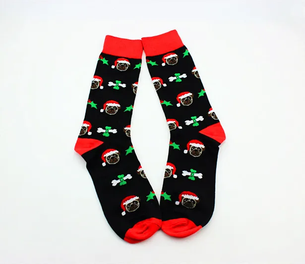 Мужские модные счастливые рождественские носки забавный мультфильм Рождественский полярный медведь бойцовские собаки с рисунком рождественского оленя мужские носки счастливые носки