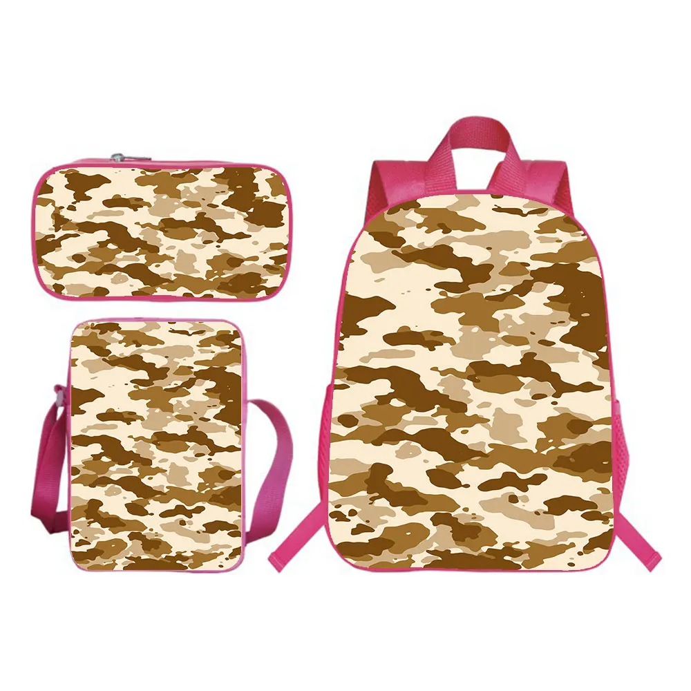Camouflage Backpack 3pcs Set (backpack+shouder Bag+pen Bag) Boys Girls School Bag Teens Bookbag Kids Rucksack Gift