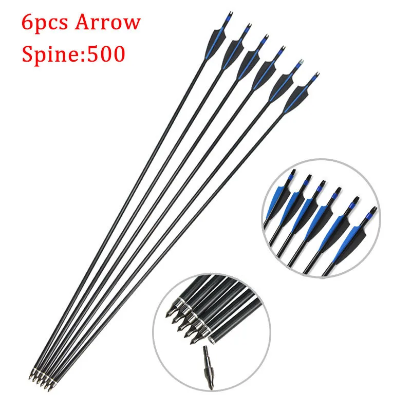 6pcs Arrows 55 дюймов стрельба прямой лук стекловолокна стрела набор 40lbs Рекурсивный лук Spine500 стрелы стрельба из лука тренировочная практика Охота запись Луки - Цвет: 6pcs Arrows