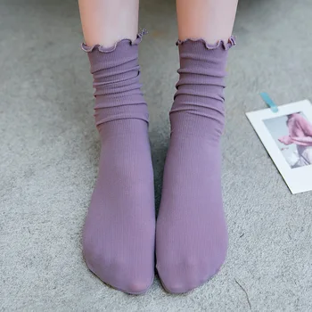 

Women Fashion Candy Color Socks Summer Cool Girl Solid Cotton Socks Casual black Orange Mid Hip Hop Socks Hot