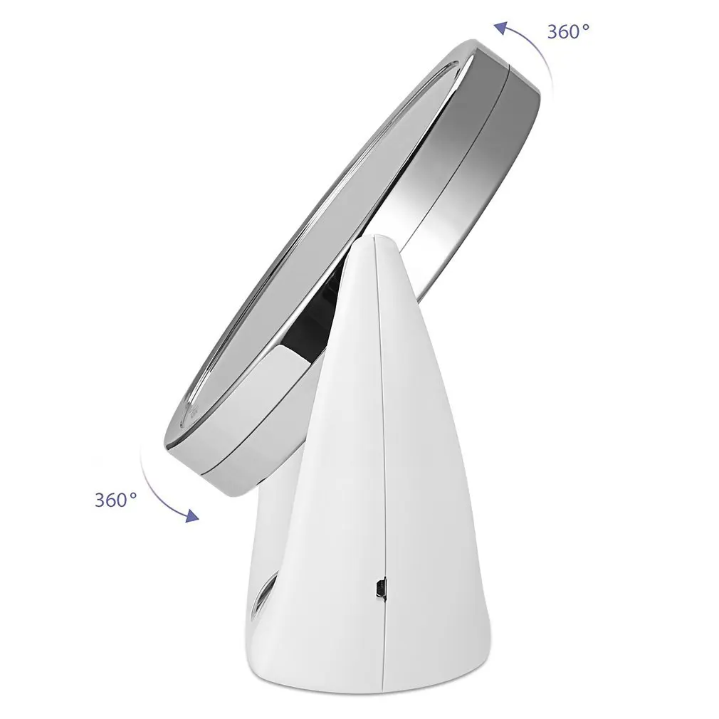 Portable Folding Adjustable Brightness 8 LED Lighted 1X 2X Magnification Travel Mirror with Battery for Cosmetic Makeup