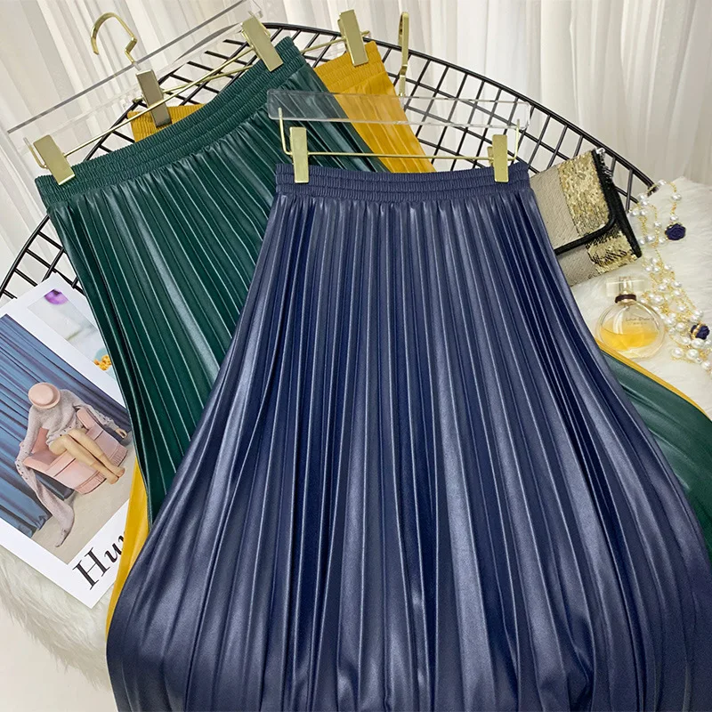 Черная длинная юбка миди из искусственной кожи с искусственным мехом толстая