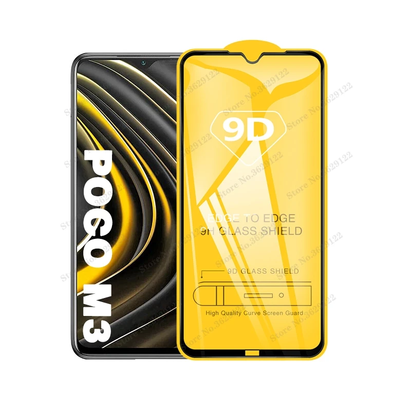 

9D Protective Glass for xiaomi Mi Poco M3 F2 Pro x3 NFC Glass Screen Protector on Xiomi Pocophone M3 X3 X3 Full Cover Films