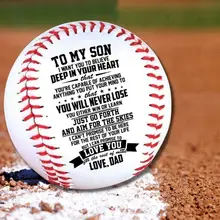 Для моего сына Папы выгравированы 9 дюймов ручной работы Бейсбол s ПВХ верхняя Резиновая внутренняя мягкая бейсбольная мяч для Софтбола тренировка Упражнение бейсбол