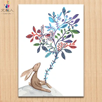 

Thinking rabbit pictures coloring painting by numbers with package animals picture painting drawing by numbers room decoration