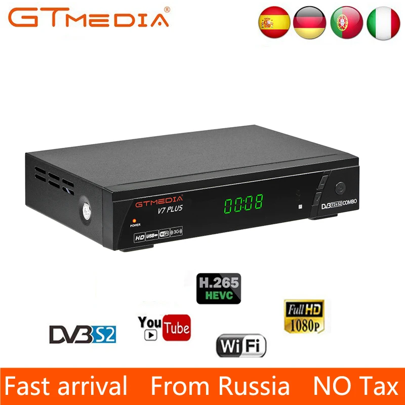 GTmedia V7 Plus комбинированный DVB T2 S2 спутниковый ресивер Suport H.265 ключ powervu biss Ccam Newam Youtube