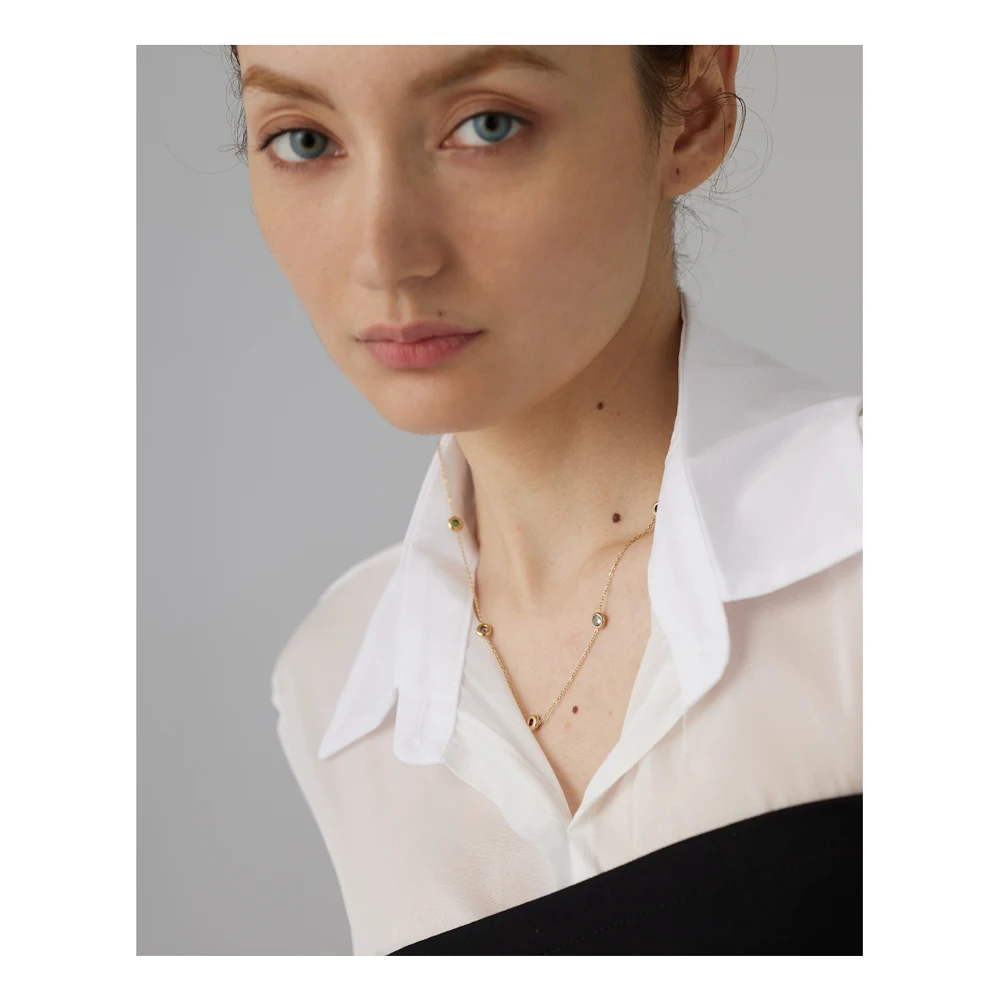 Yhpup 316L Stainless Steel Chain Necklace Delicate Colorful Cubic Zirconia Collar Necklace Trendy Jewelry Bijoux Femme Party cuban necklaces silver necklace fashion necklace stainless steel necklace metal necklace choker necklace statement necklace pendant necklace sterling chain necklace