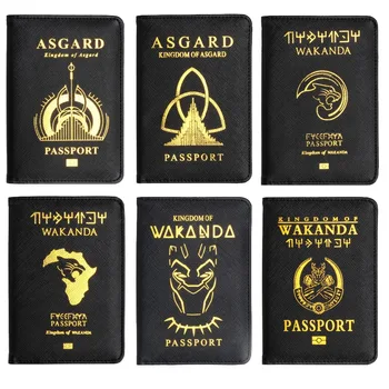 

Passport Cover Rfid Blocking Wakanda Forever Black Panther Asgard Leather Passport Case Holder Avengers Hydra Shield Starfleet
