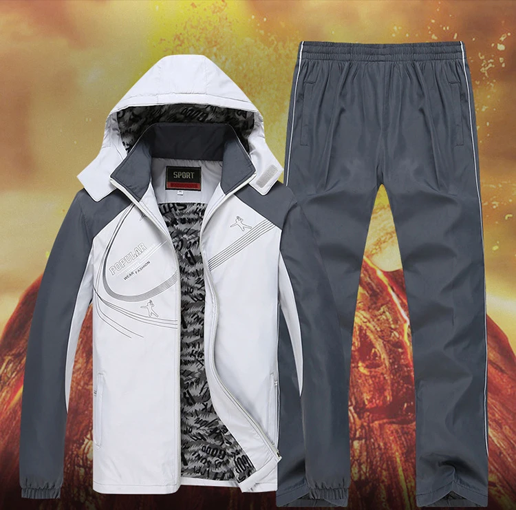 Men's Sets Casual Suit In Winter Hombre Fashion New Cardigan Trousers Running Suit Men's Suit With Velvet MOOWNUC Streetwear
