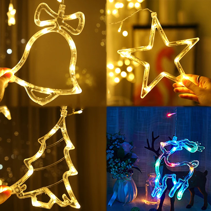 US $10.25 220V EU Plug LED Star Curtain String Light Christmas Garlands Fairy Lights Outdoor For Holiday Party Wedding New Year Decoration