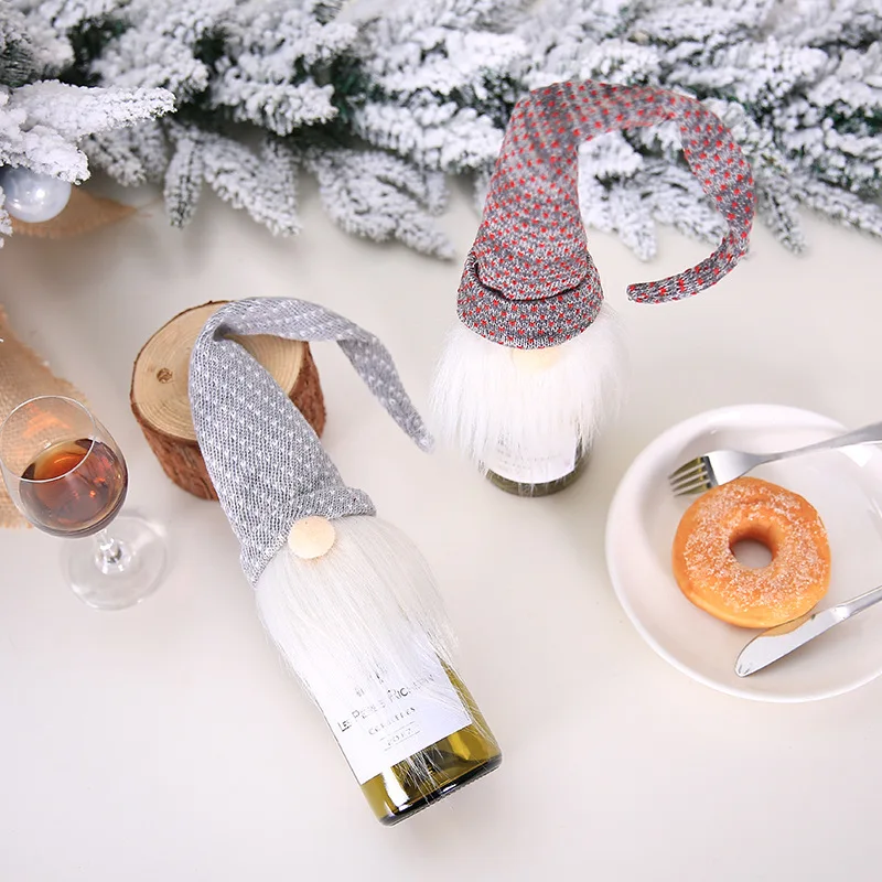 

Adornos Navidad Northern Europe Style Wool Christmas Red Wine Bottle Covers Forester Bottle Cover Christmas Decorations For Home