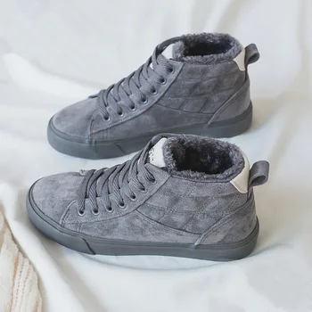 

Winter Shoes Women Short Plush Lined Solid Color Ankle High Women Booties Fur Lining Warm Sneakers Girls Lace Up 2019 New 35-40