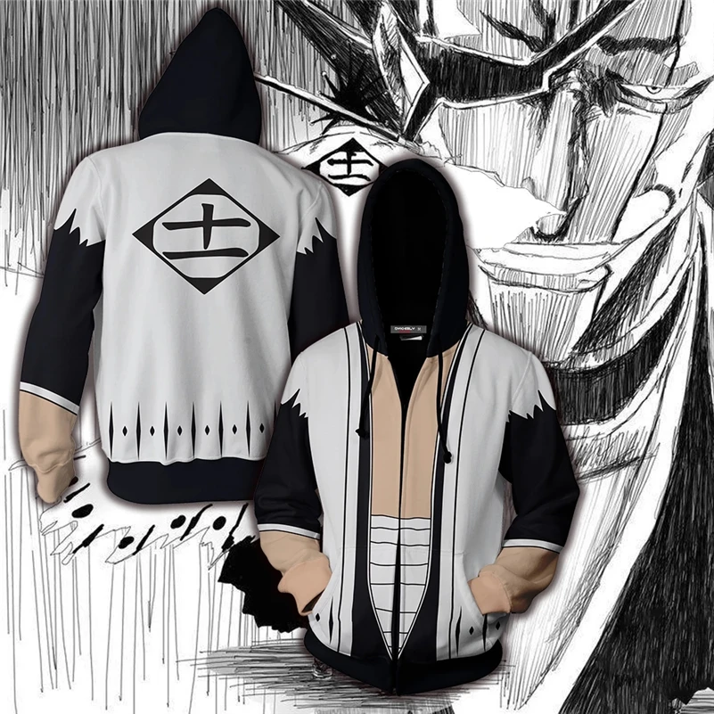 Толстовки на молнии для мужчин и женщин Аниме Bleach толстовка с капюшоном Ichigo Kurosaki костюмы для косплея Rukia Harajuku уличная - Цвет: squad