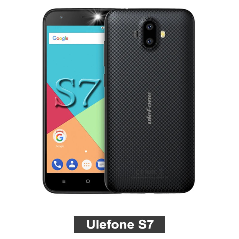 Ulefone S7 5,0 дюймов HD 3g WCDMA смартфон Двойная камера заднего вида MTK6580 четырехъядерный процессор три слота 8 Гб rom Android 7,0 мобильный телефон - Цвет: S7 black