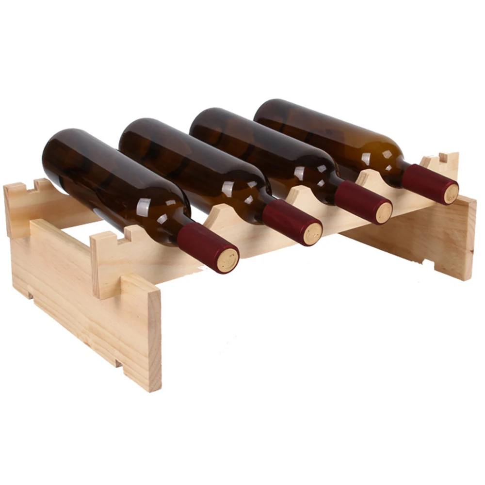 1 layer Wooden Red Wine Rack 4/12 Bottle Holder Mount Bar Display Shelf Folding Wood Wine Rack Alcohol Neer Care Drink Bottle Holders - Цвет: 1 layer