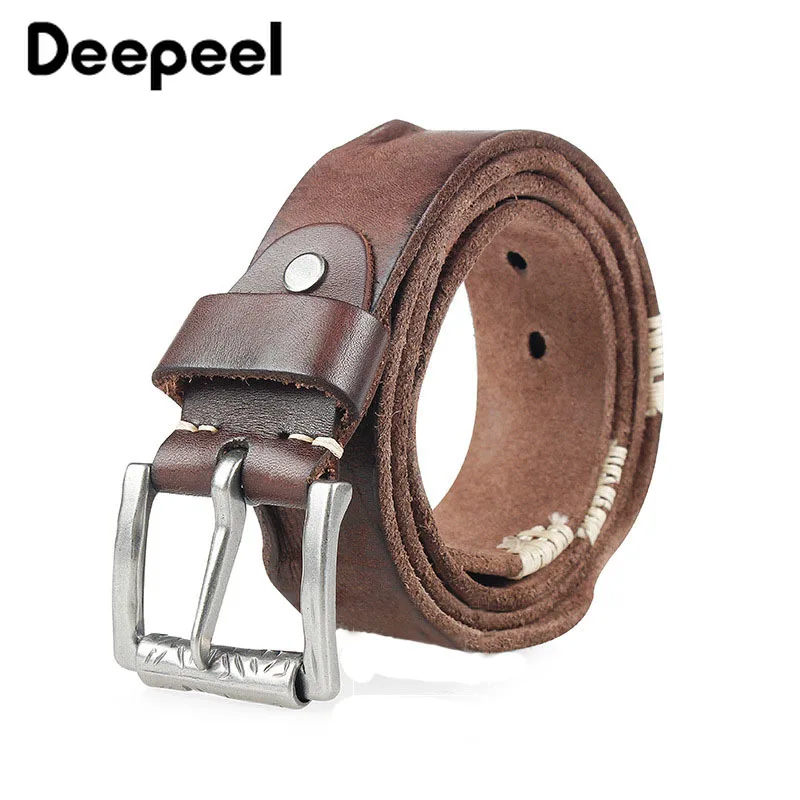 Deepeel 1 шт., 3,8 см* 105-125 см, первый слой, Воловья кожа, марочный кожаный ремень, мужской повседневный Молодежный ремень для джинсов и брюк YK630
