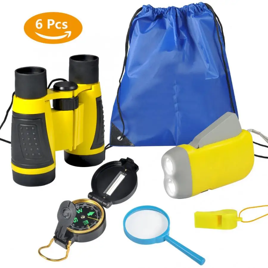 6pcs Kids Outdoor Exploration Set Binocular Flashlight Compass