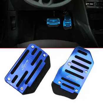 

2pcs Universal Blue/Red Non-Slip Automatic Gas Brake Foot Pedal Pad Cover Accessories Kit Car Fuel Gas Brake Pedal Cover Trim