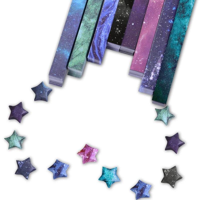 8x100 шт цветная бумажная бумага для оригами Lucky Galaxy Star, бумажные сложенные полоски ручной работы для украшения дома своими руками