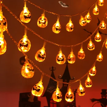 

6m 40 LED Waterproof 8 Modes Halloween Decor Lamp Halloween Pumpkin Battery Box Remote Control Light String Festival Lantern New