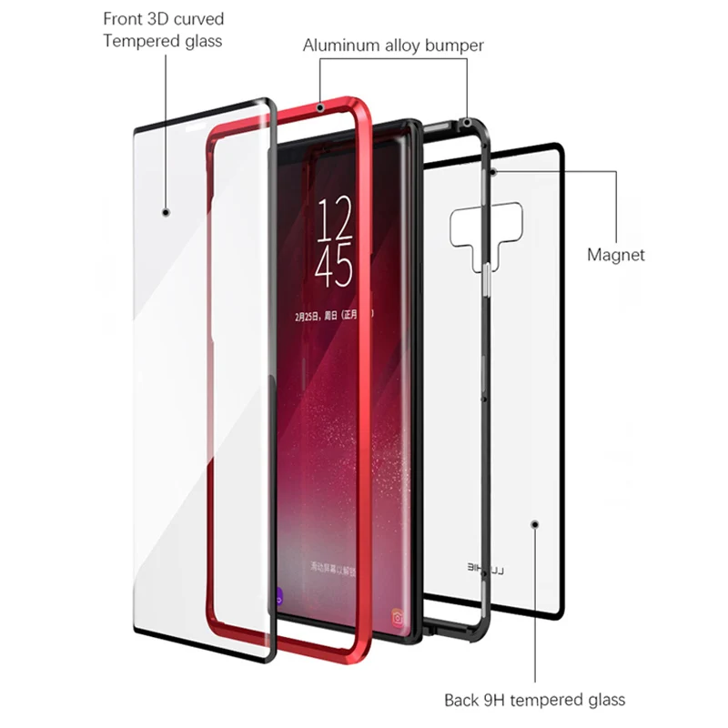 Двухсторонний задний + передний стеклянный Магнитный чехол для samsung Galaxy S9 S8 Plus