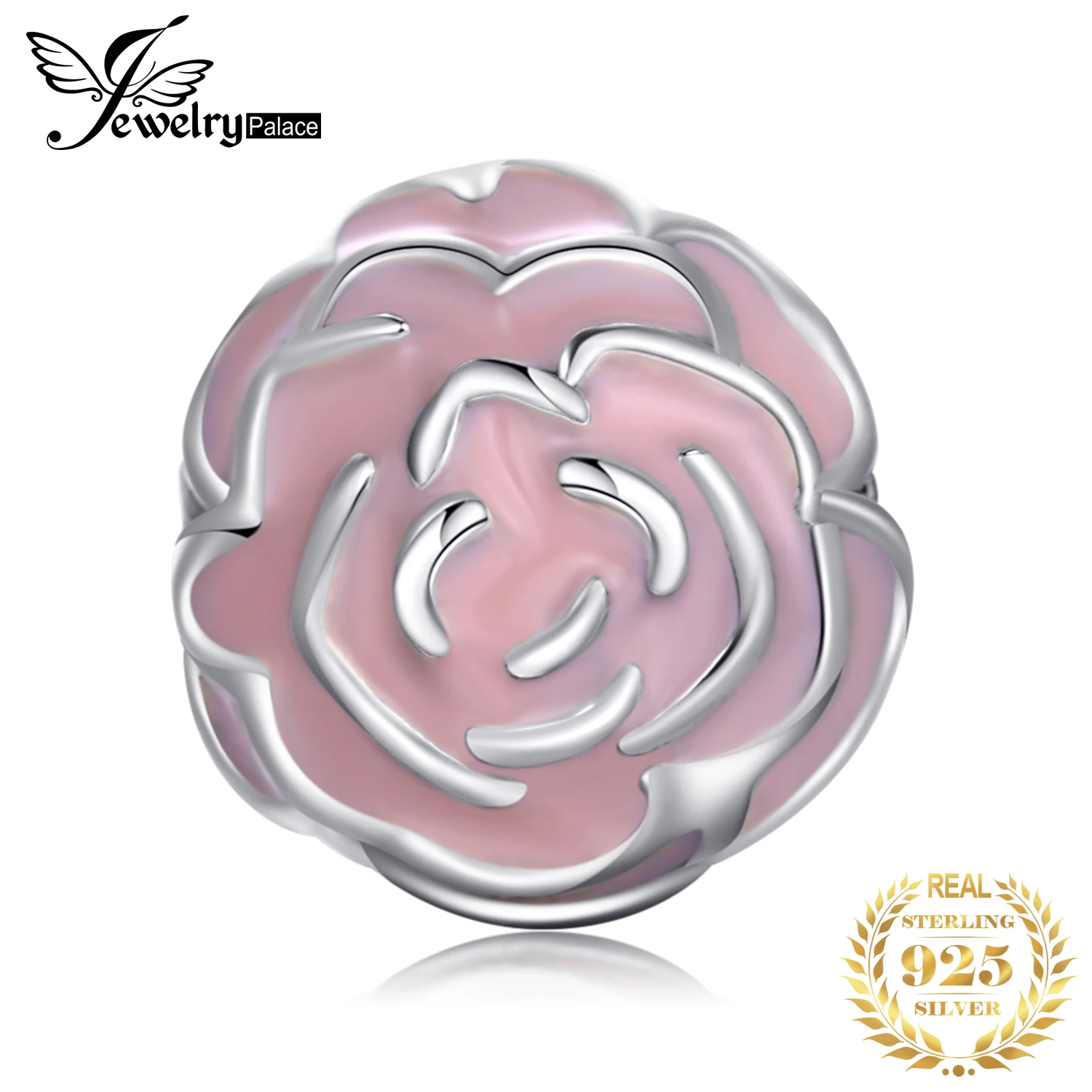 

Jewelrypalace 925 Sterling Silver Early Puberty Flowers Pink Enamel Beads Charms Fit Bracelets Gifts For Women Fashion Jewelry