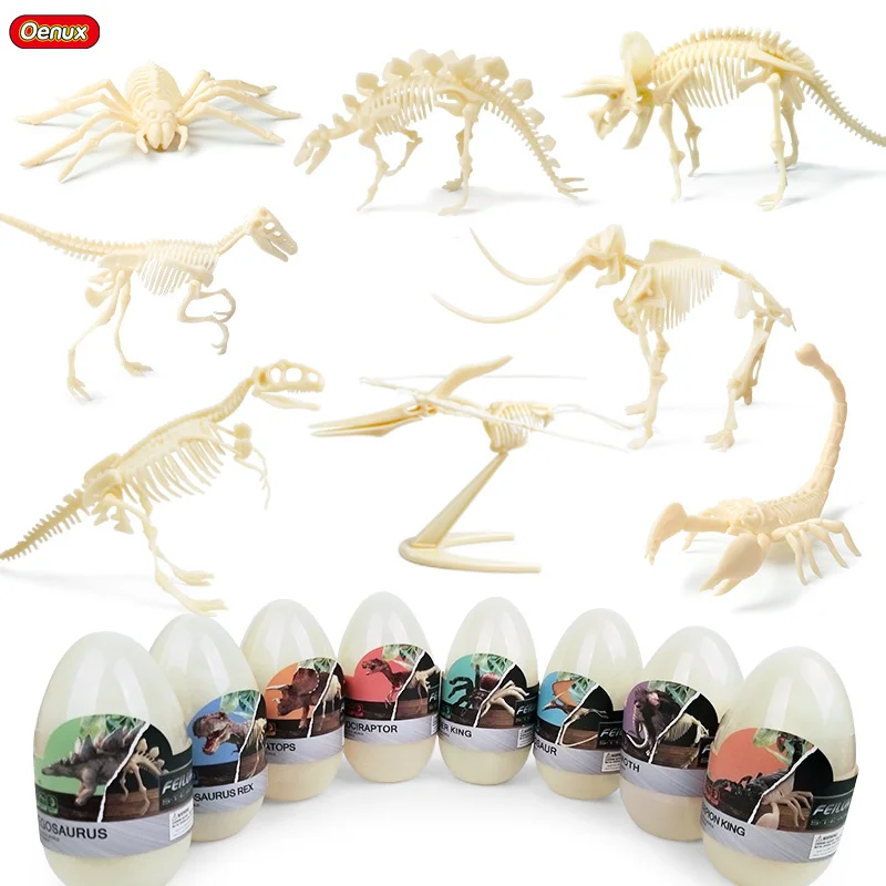 

Oenux Prehistoric Jurassic Dinosaur Egg Action Figure T-Rex Pterodactyl Skeleton Dinossauro DIY Assembly Collection Model Toy
