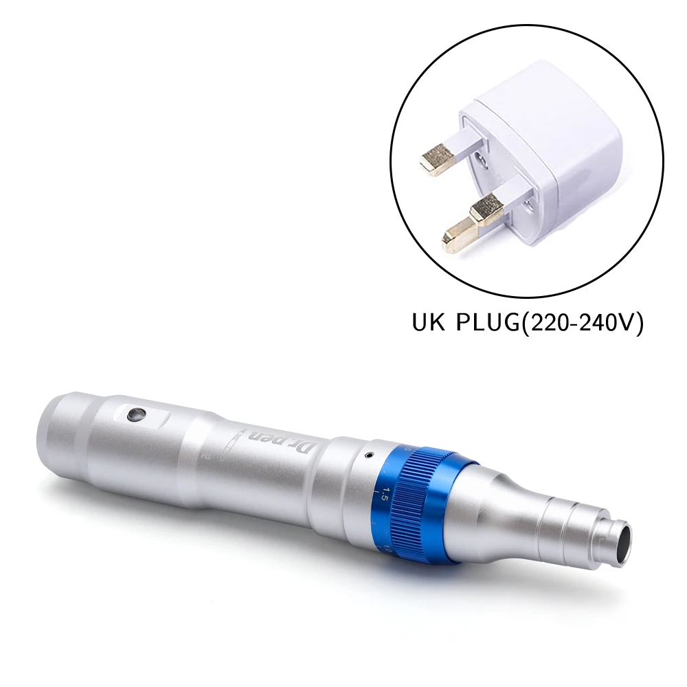 Dr. pen A6 электрическая Дерма Ручка микро иглы прокатки с 12Pin иглы сужения пор морщин удаления бровей подводка для глаз губы татуировки - Цвет: UK Plug