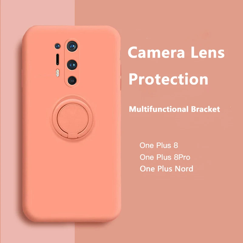 Роскошный Матовый чехол из жидкого силикона для oneplus nord с подставкой и кольцом