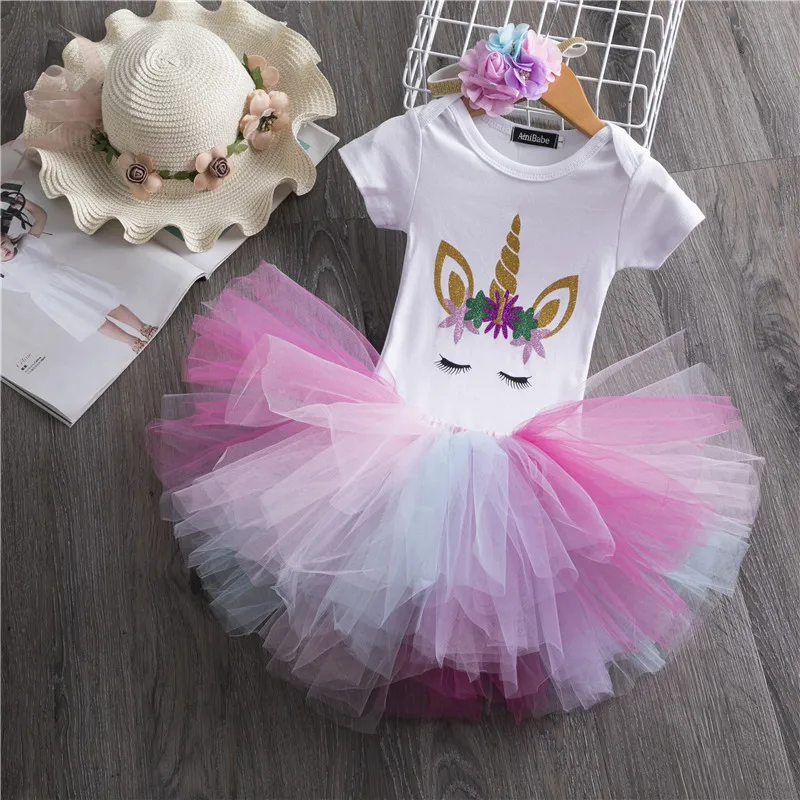 1 Year Baby Girl Dress Unicorn Party Tutu Girls Dress Newborn Baby Girls 1st Birthday Outfits Toddler Girls Photoshoot Costume