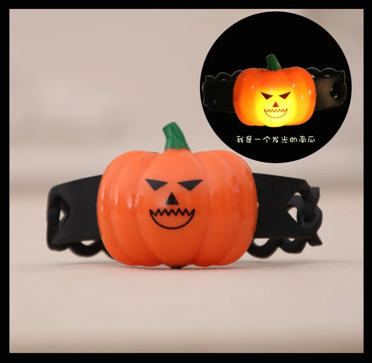 Halloween Pumpkin Luminous Bracelet Silica Gel Light Halloween Children Gifts Props Toy for Kid 10pcs/lot