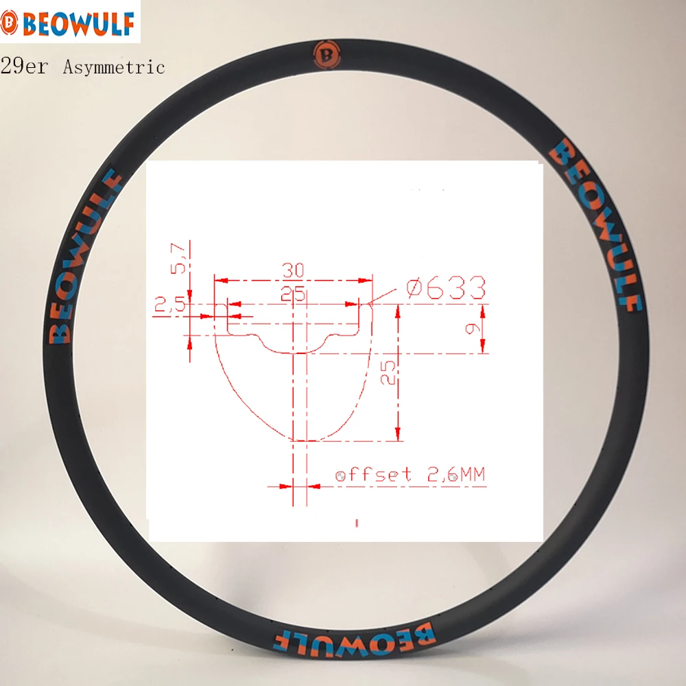 Асимметричный 30 мм* 25 мм 29er светильник, углеродный обод для горного велосипеда, Углеродные колеса MTB XC/AM 30 мм, бескамерные колеса для велосипеда