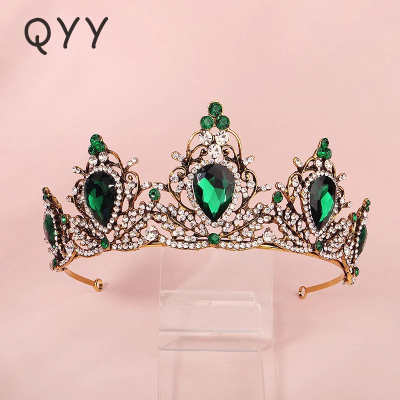 

QYY Crystal Crown Gold Color Rhinestone Tiaras and Crowns Hair Jewelry Accessories for Women Party Headpiece Headwear Gift