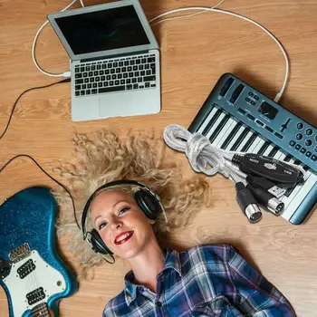 

USB In-out Cable Converter PC To Music Keyboard Adapter Cord Interface MIDI To USB Cable Adapter