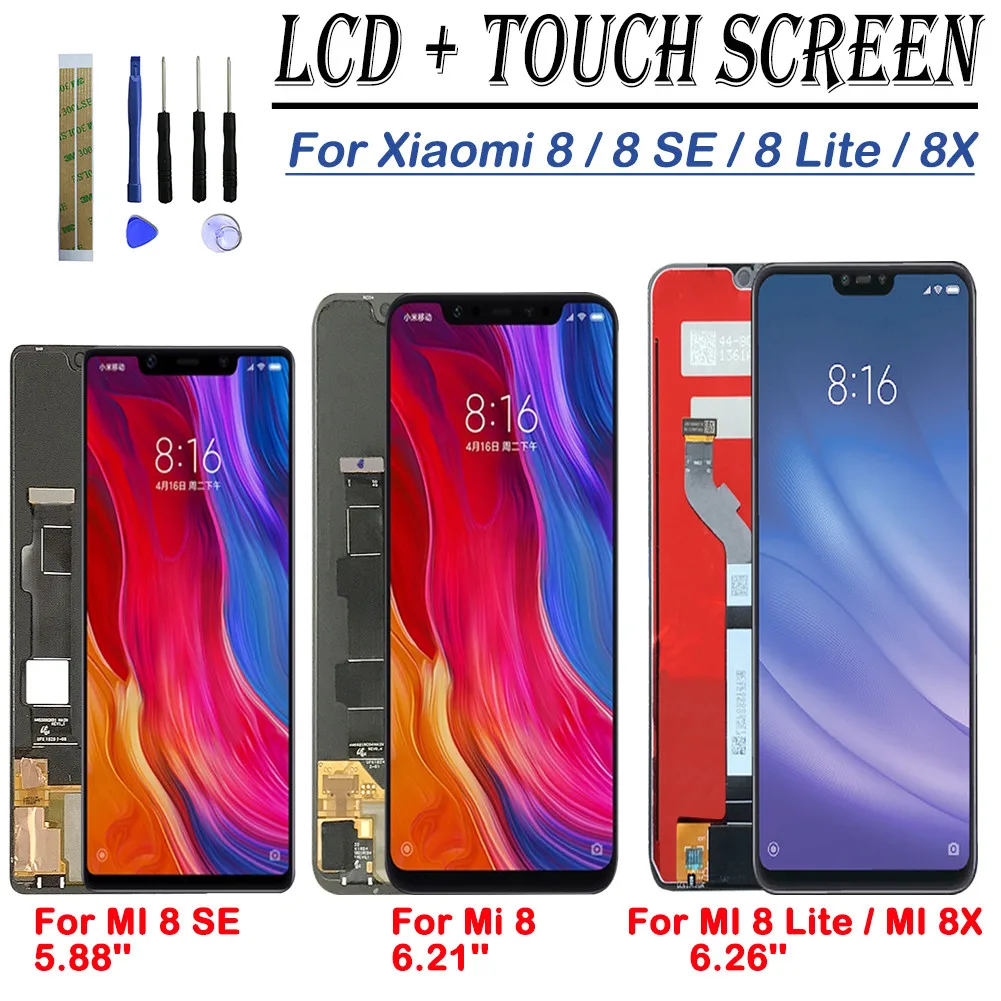 

HD Display LCD for Xiaomi Mi 8 / 8 SE / 8 Lite / 8X LCD + Touch Screen LCD Display Digitizer Assembly 10-Touch Replacement