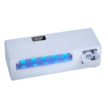 

Organizer Wall Mounted Bathroom Accessories Clock UVC Household Timing Toothbrush Sterilizer Holder With Toothpaste Squeezer