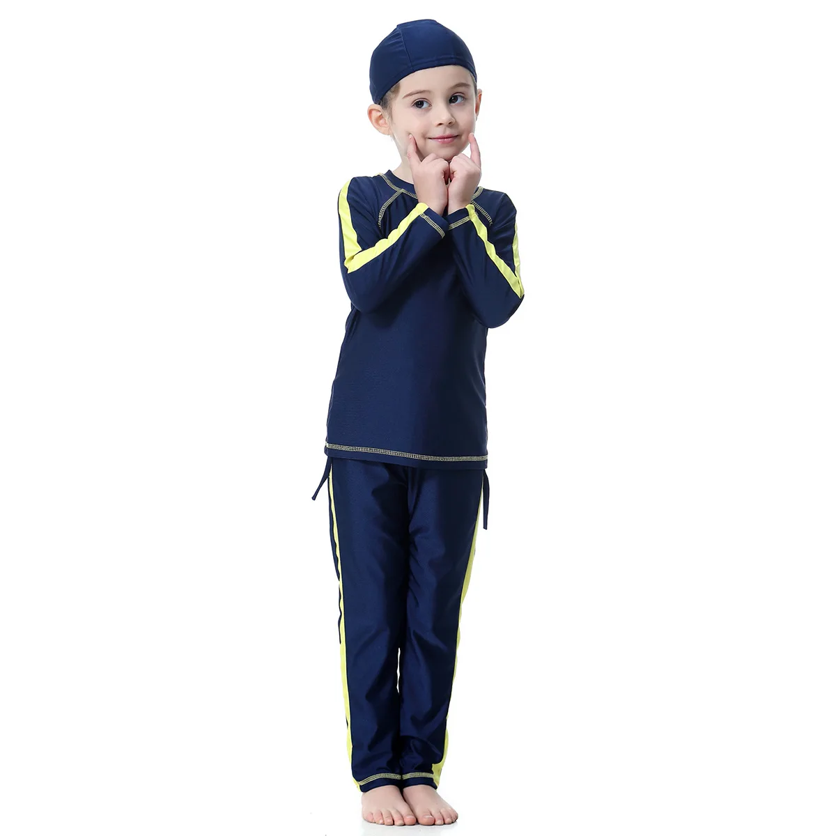 

2019 islamic modest swimwear girls swimsuits muslim kids full cover children two piece arab islam swimming Suits Burkinis cute