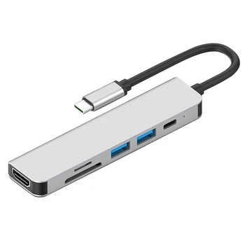

6-In-1 Docking Station, Type-C To Usb3.0X2+Sd+Tf+Hdmi+Pd Interface Converter Adapter, Support Type-C Channel Computer