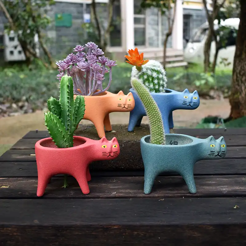 Pot De Fleurs En Ceramique En Forme De Queue De Chat Mignon Creatif Dessin Anime Boule De Cactus Plantes Succulentes Decoration De Bureau Aliexpress