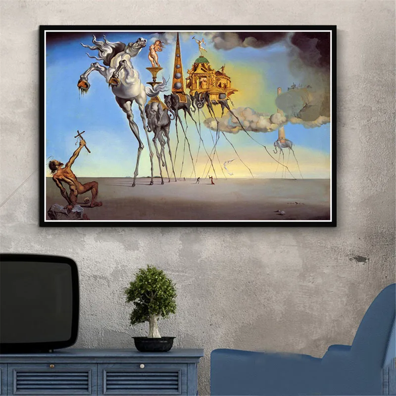 Плакат и печатная графика Ретро Psychedelic живопись Salvador Dali Surrealism настенное искусство абстрактные картинки для гостиной домашний декор - Цвет: Chocolate