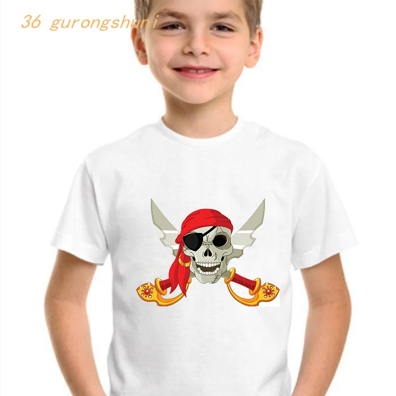 christmas shirts cartoon kids t shirt for boys kid clothing girl clothes children tshirt girls kawaii skull Pirate Parrot graphic tee boy t-shirt custom t shirts