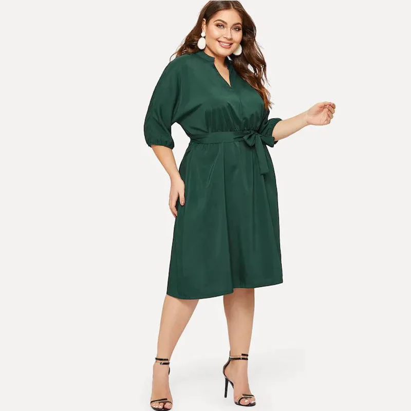Ceny COCOEPPS L 6XL sukienki damskie Plus rozmiar jesienno zimowa sukienka eleganckie luźne ubrania duże rozmiary Casual do biura, długa rękaw Vestidos