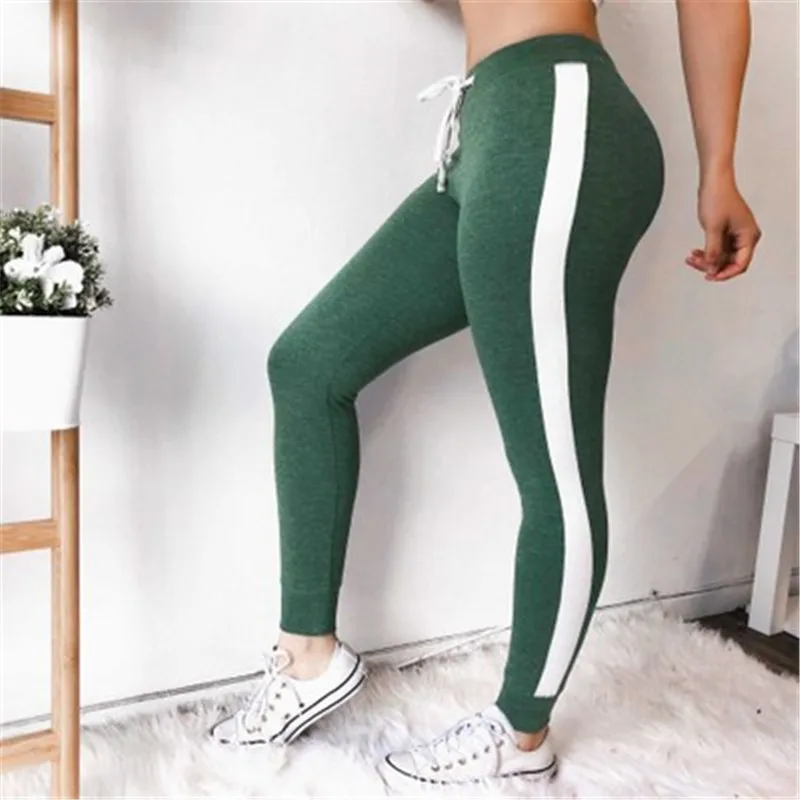 Женские спортивные брюки карандаш черные полосатые джоггеры Повседневная