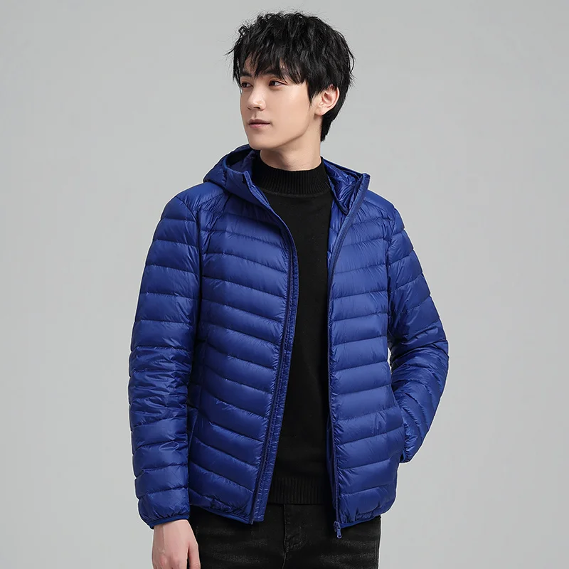 Men\'s 2021 Winter New Light Packable Down Jacket Men Autumn Fashion Slim Hooded Jacket Coat Plus Size Casual Brand Down Jackets