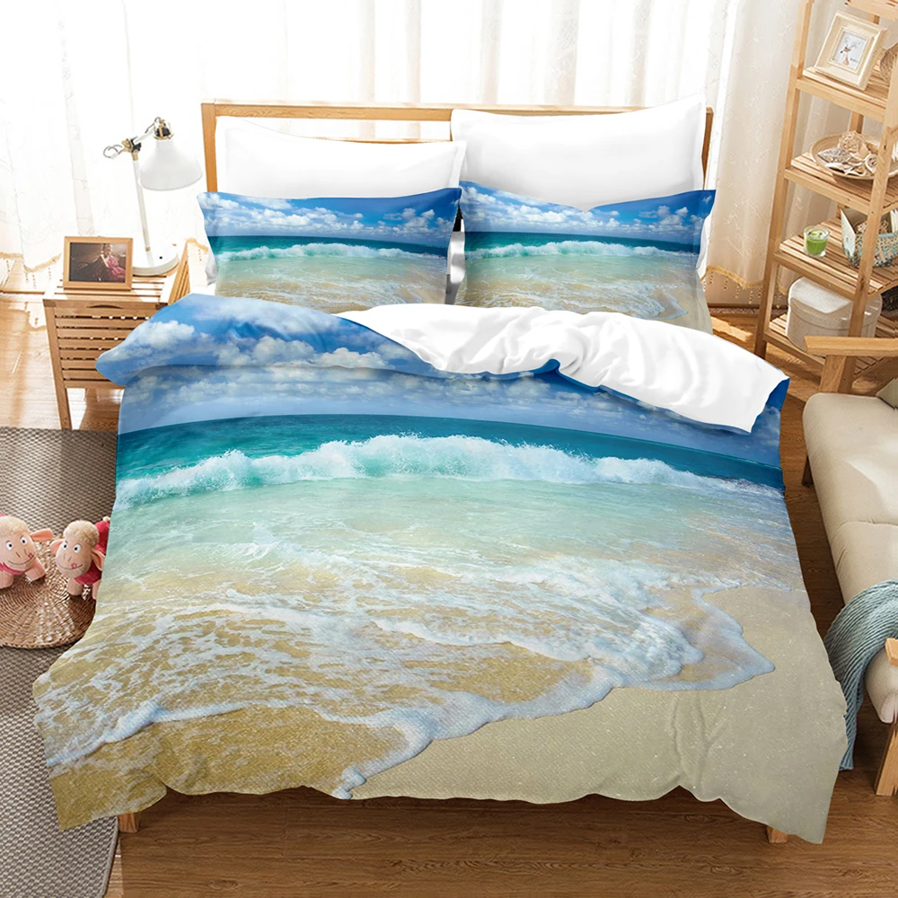 

Seaside Scenery Bedding Set Single Twin Full Queen King Size Ship Coconut Tree Bed Set Children's Kid Bedroom Duvetcover Sets 14
