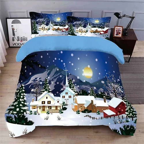 3d bedding set Синий Рождественский подарок 3D комплект постельного белья пододеяльники наволочки Твин Полный Королева Король одеяло комплекты постельного белья постельное белье - Цвет: 3d bedding set