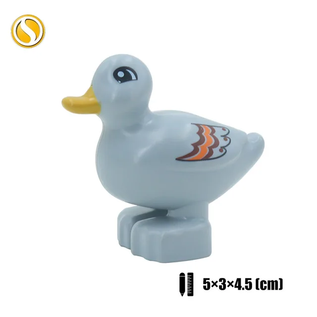Original Big Size Assemble Building Blocks Accessory Toys For Children Compatible Big Size Animals Sets Zoo Bricks Baby Gifts Grey duck